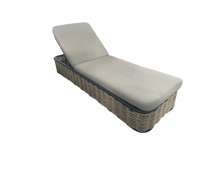 Light Grey Rattan Sun Lounger